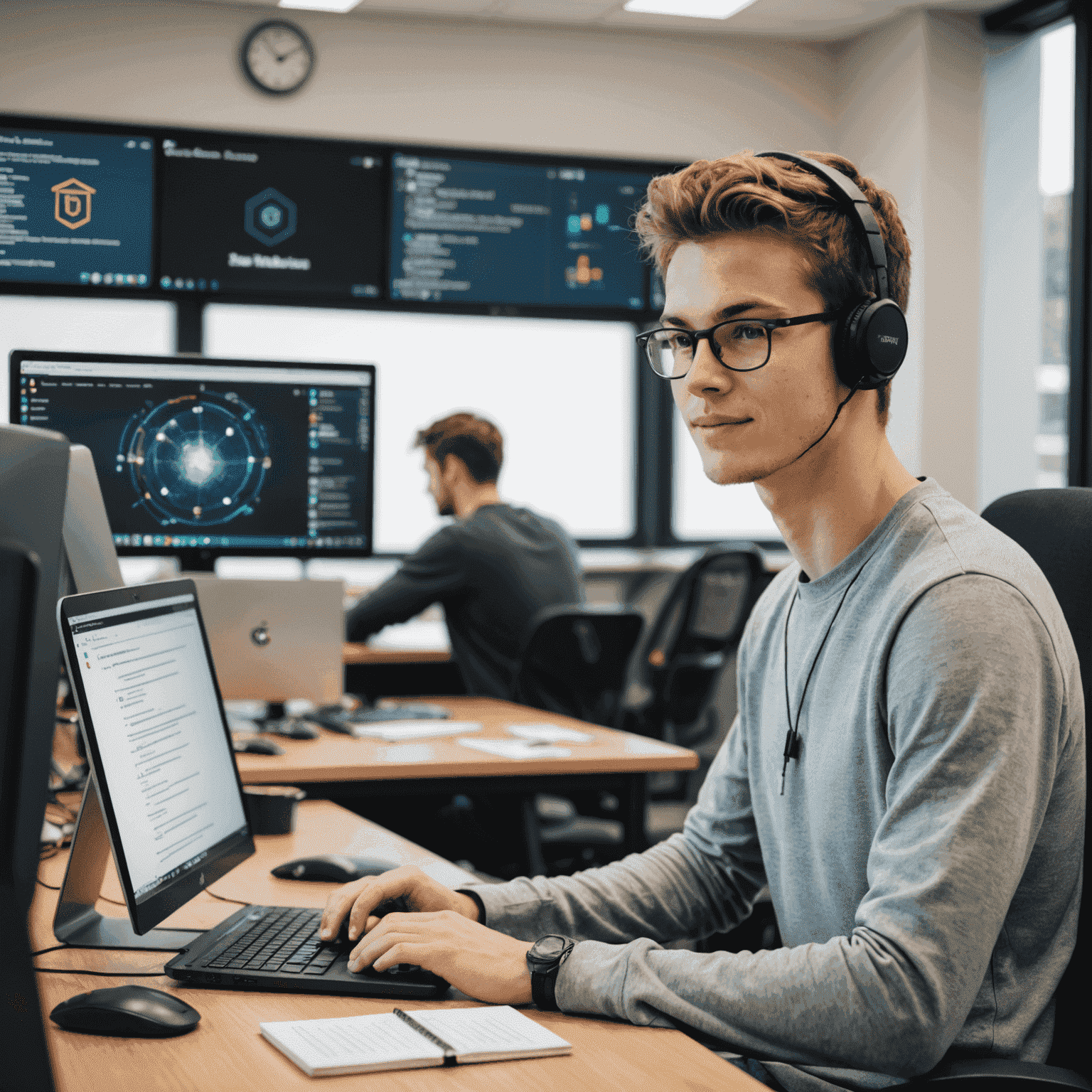 Imagen que muestra a un estudiante sentado frente a una computadora, dividido en dos mitades: una representando un bootcamp tecnológico y la otra una universidad tradicional